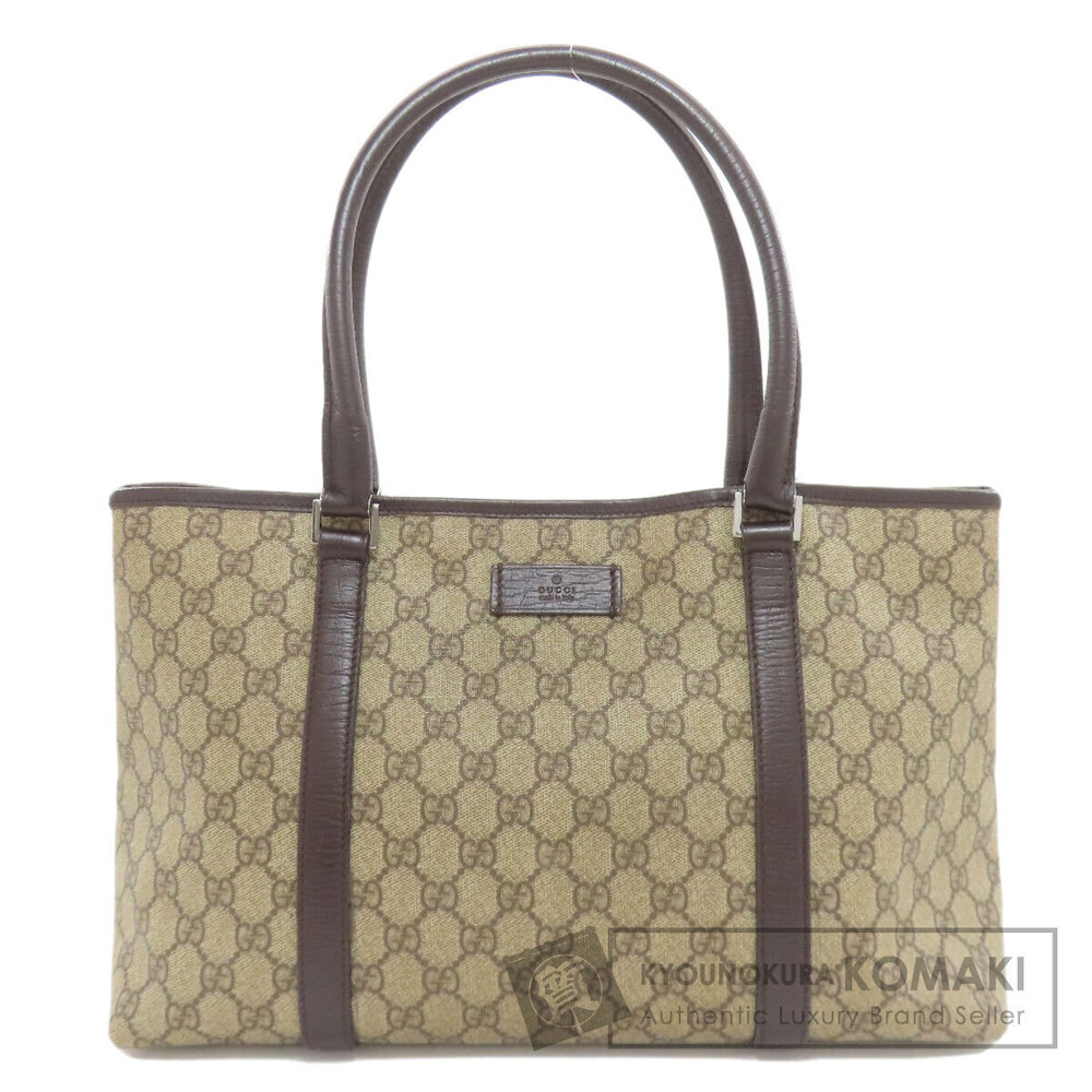 Gucci GG Supreme canvas tote bag beige monogram brown leather